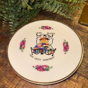 SONSCO Japan Ceramic Collector Plate 6" God Bless This Lousy Apartment Floral